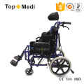Silla de ruedas reclinable de aluminio para niños con parálisis Celebral de respaldo alto